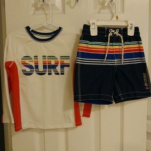 BabyGap swim board shorts and rash guard 3T